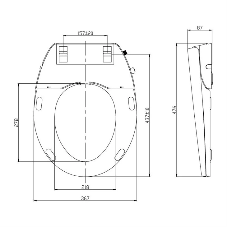 round bidet toilet seat non electric size